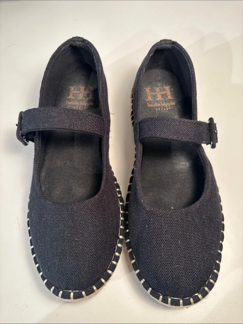 Haute Hippie Black Mary Jane Espadrille Flats
